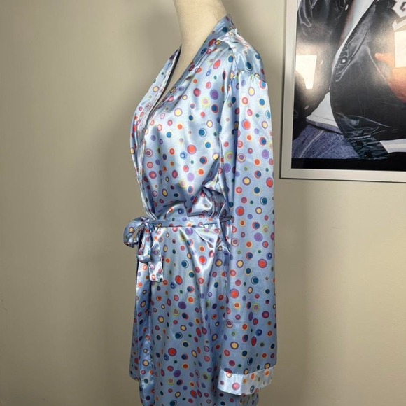 Vintage Blue multicolor polka dot robe with tie waist - Picture 4 of 5